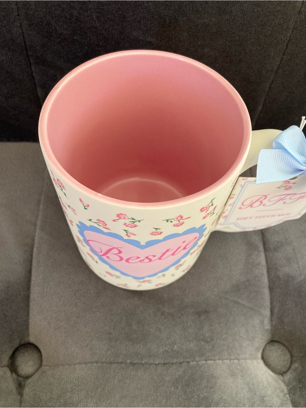 Bestie Soft Touch Floral Mug - Scalloped Heart & Pink Roses, BFF - Picture 3 of 4